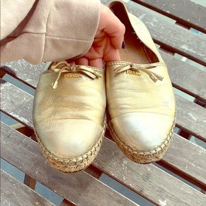 Gold “PRADA” espadrilles
